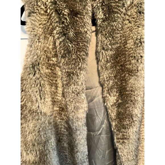 Tart Collections Brown Faux Rabbit Fur Vest Super Soft Open Front Women’s Sz L - Picture 2 of 7